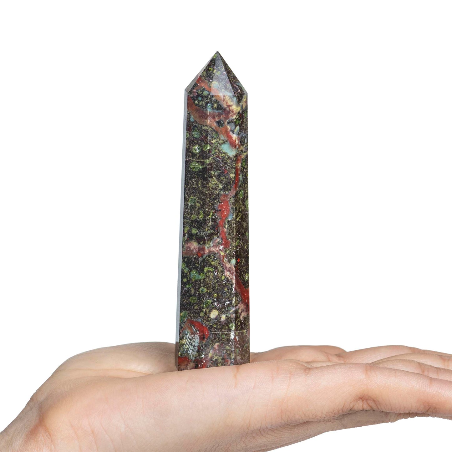 Dragon Bloodstone Healing Crystal Wand - For Manifestation, Massage, and Grounding - TheIndianHand