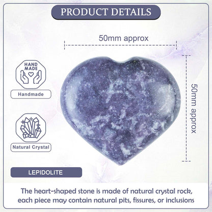 Lepidolite Crystal Heart Shape Stone - Calm and Balance - TheIndianHand