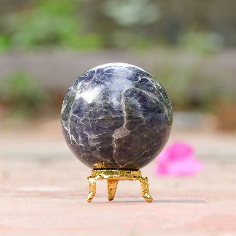 Iolite Crystal Sphere Ball (65mm) - Deep Introspection