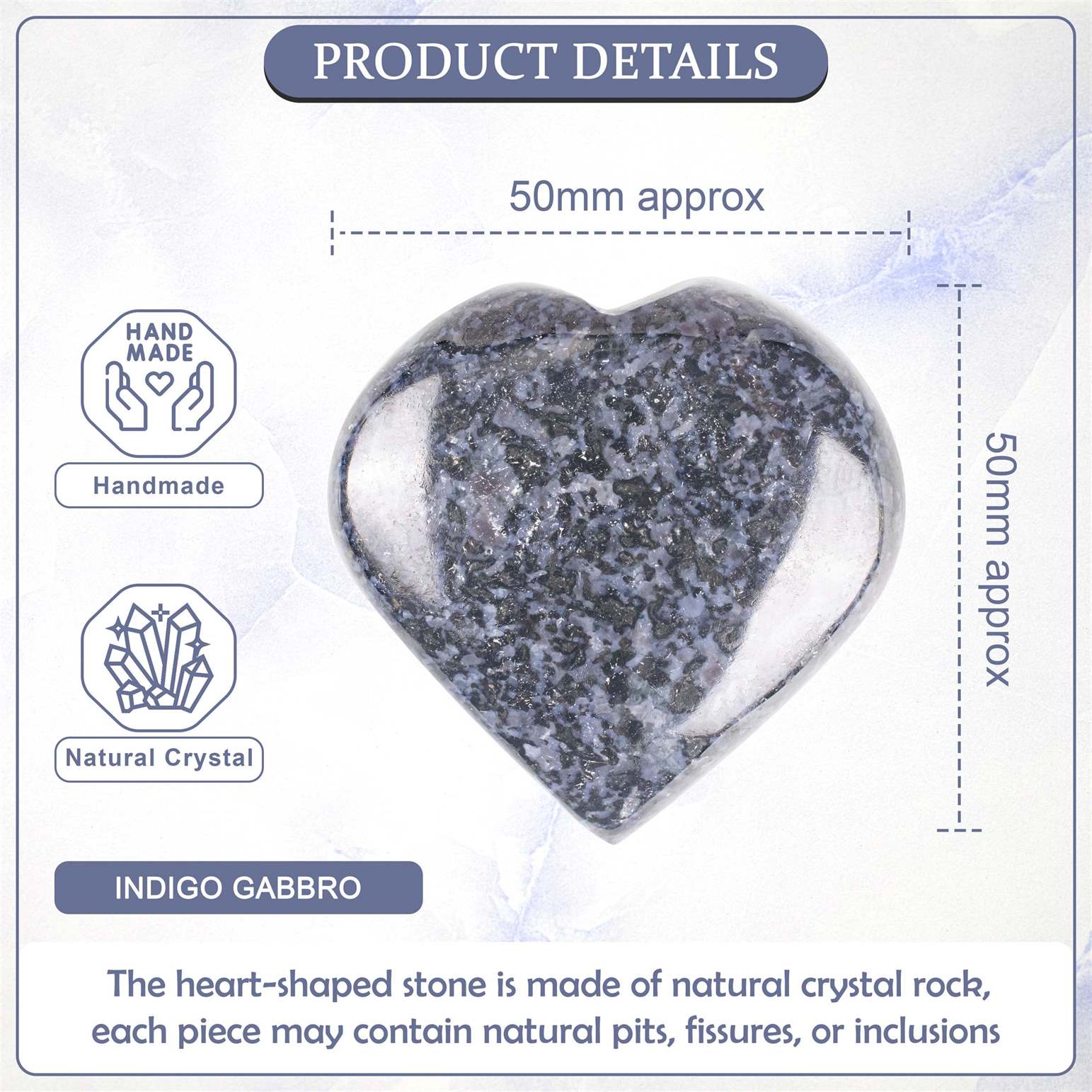 Indigo Gabbro Crystal Heart Shape Stone - TheIndianHand