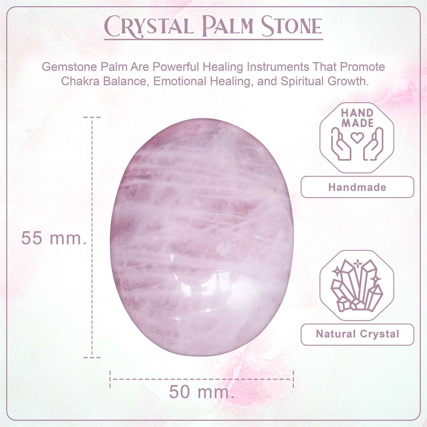 Rose Quartz Crystal Palmstone (Love and Healing, Foster Self-Love) - TheIndianHand