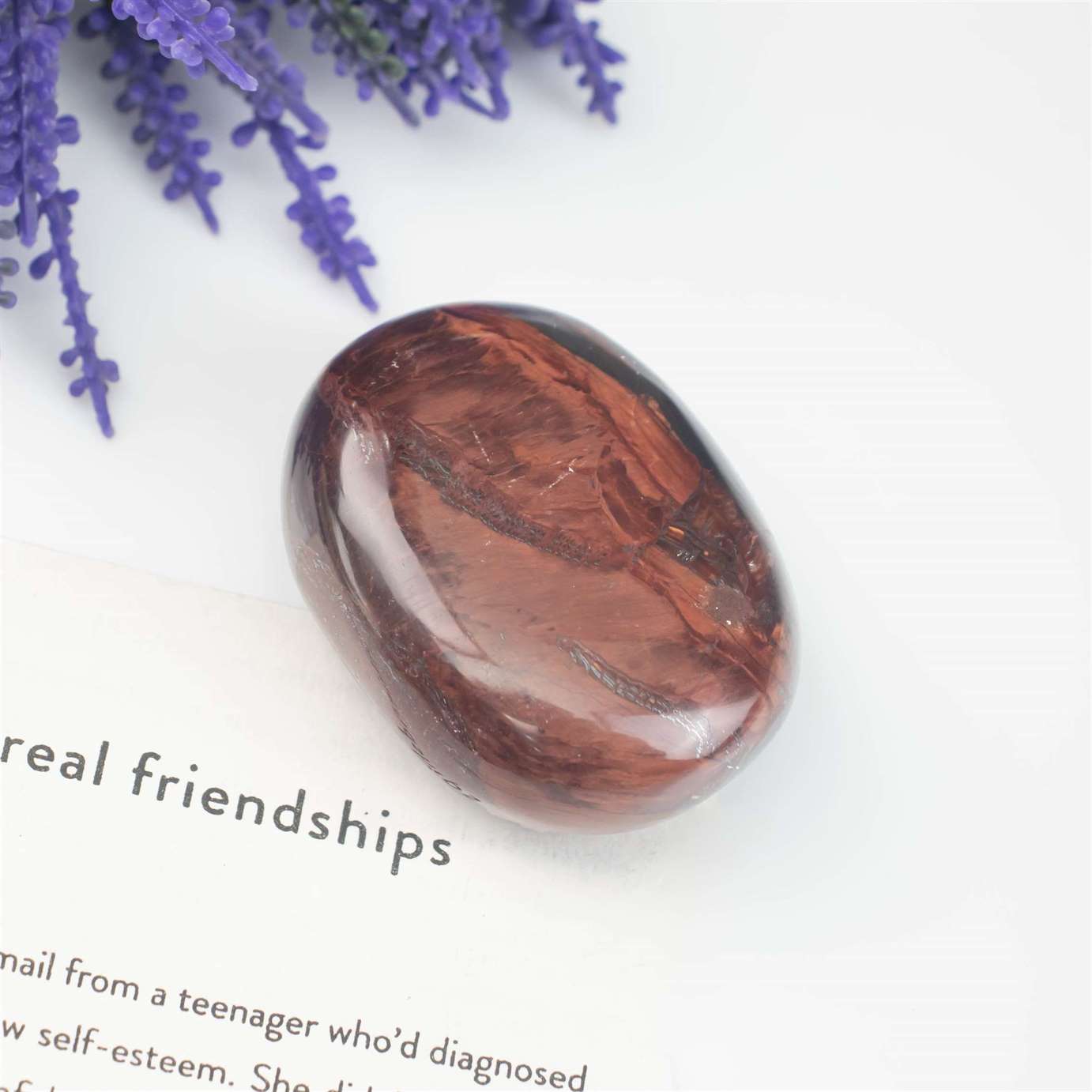 Red Tiger Eye Crystal Palmstone (Confidence, Motivation) - TheIndianHand