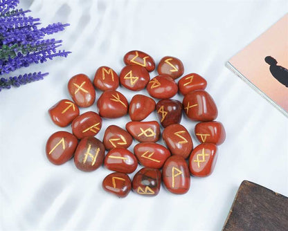 Red Jasper Gemstone Rune Stone 25 pcs Set