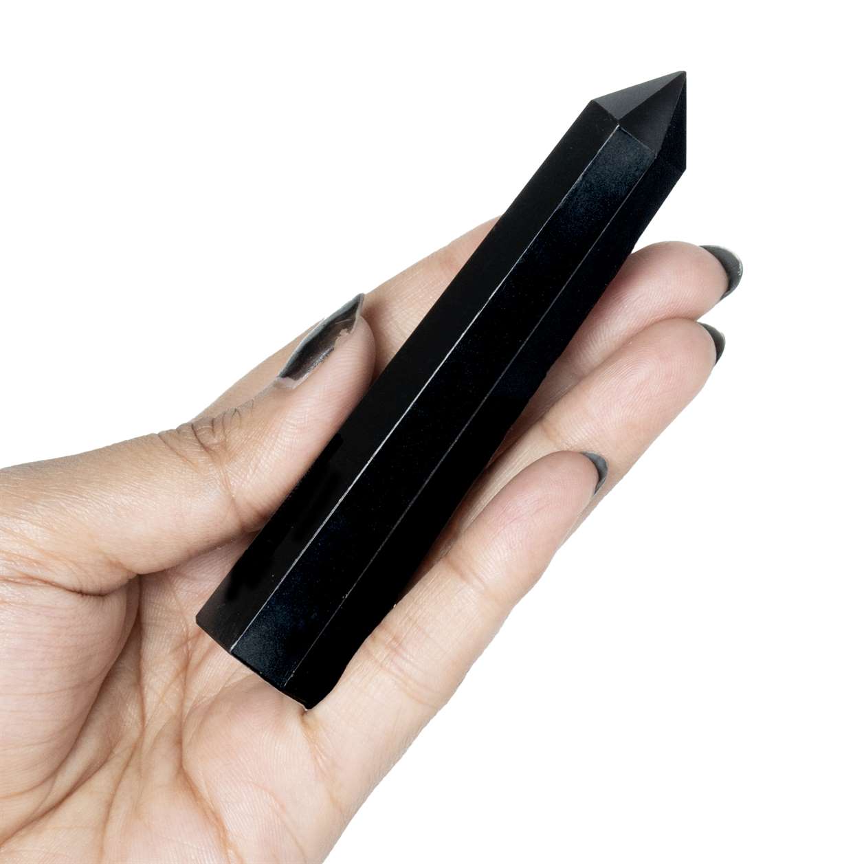 Black Tourmaline Healing Crystal Wand - For Manifestation, Massage, and Protection - TheIndianHand