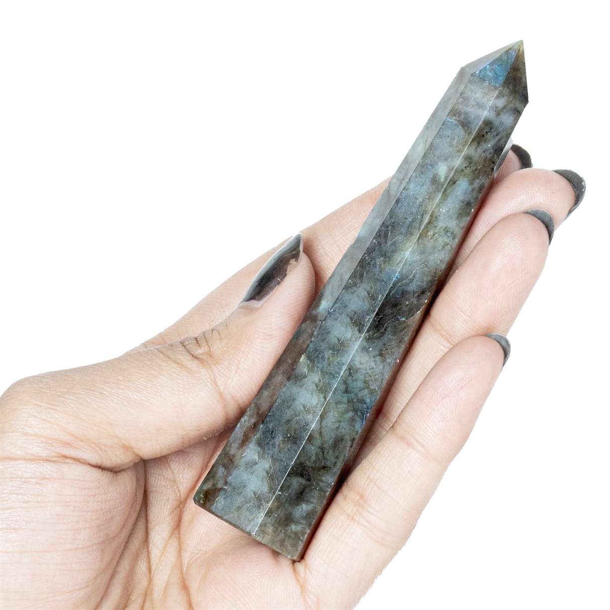 Labradorite Healing Crystal Wand - For Manifestation, Massage, and Aura Cleansing - TheIndianHand