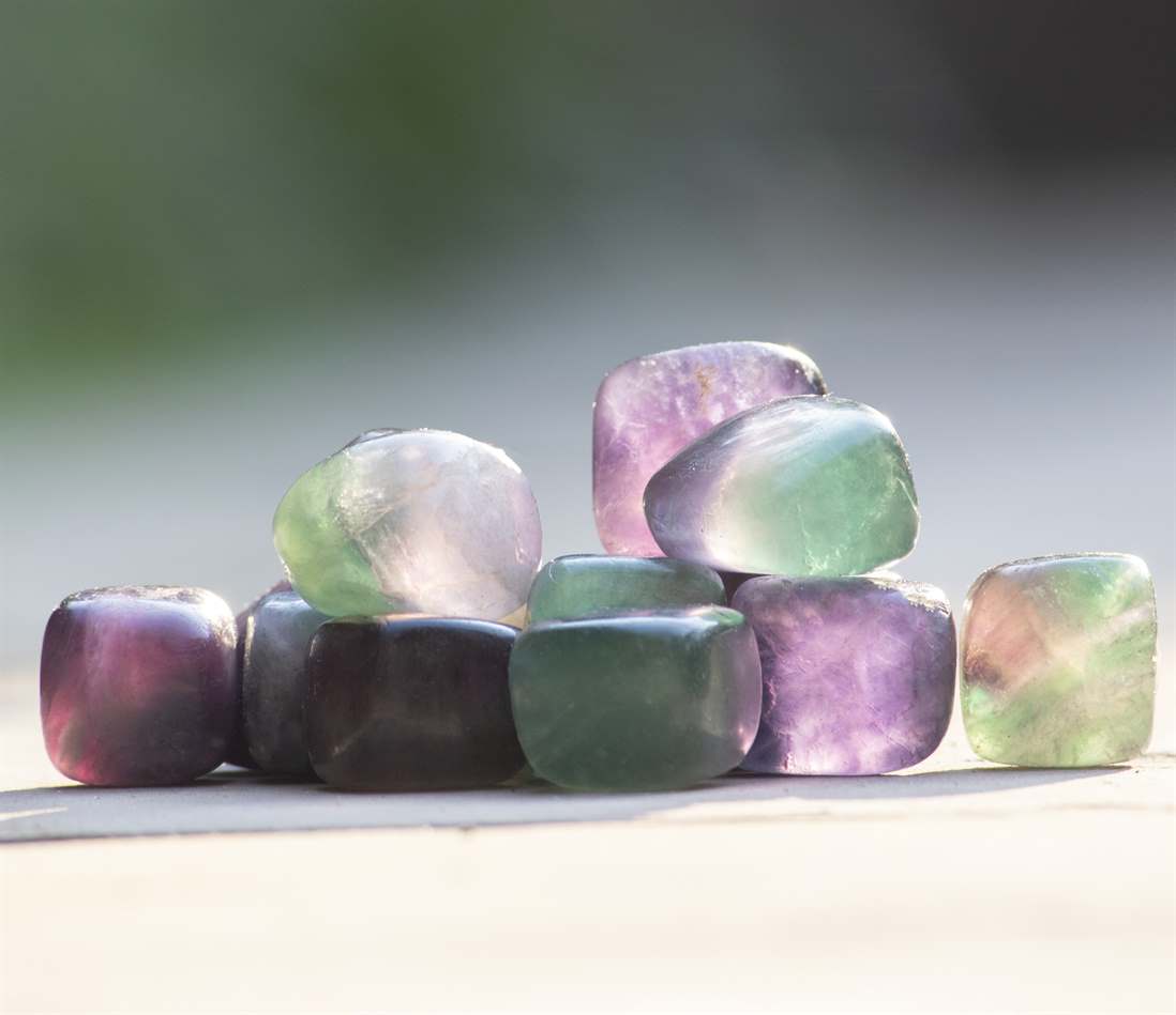 Multi Fluorite Tumbled Stones - TheIndianHand 