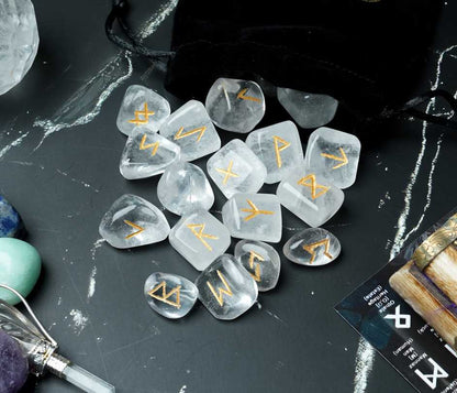 clear quartz Rune Stones Sets 25 pcs for Beginners