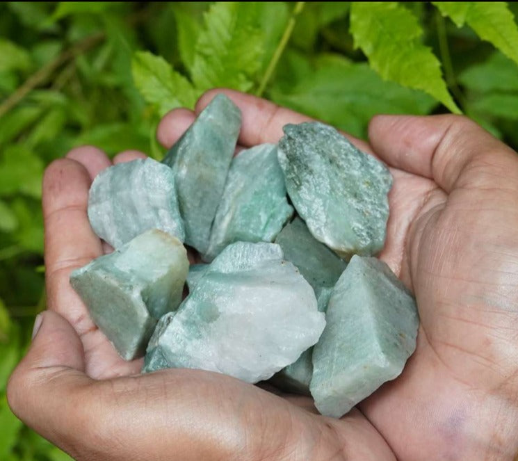 Green Jade Rough/Raw Natural Crystal for Tumbling Chakra Balancing - TheIndianHand