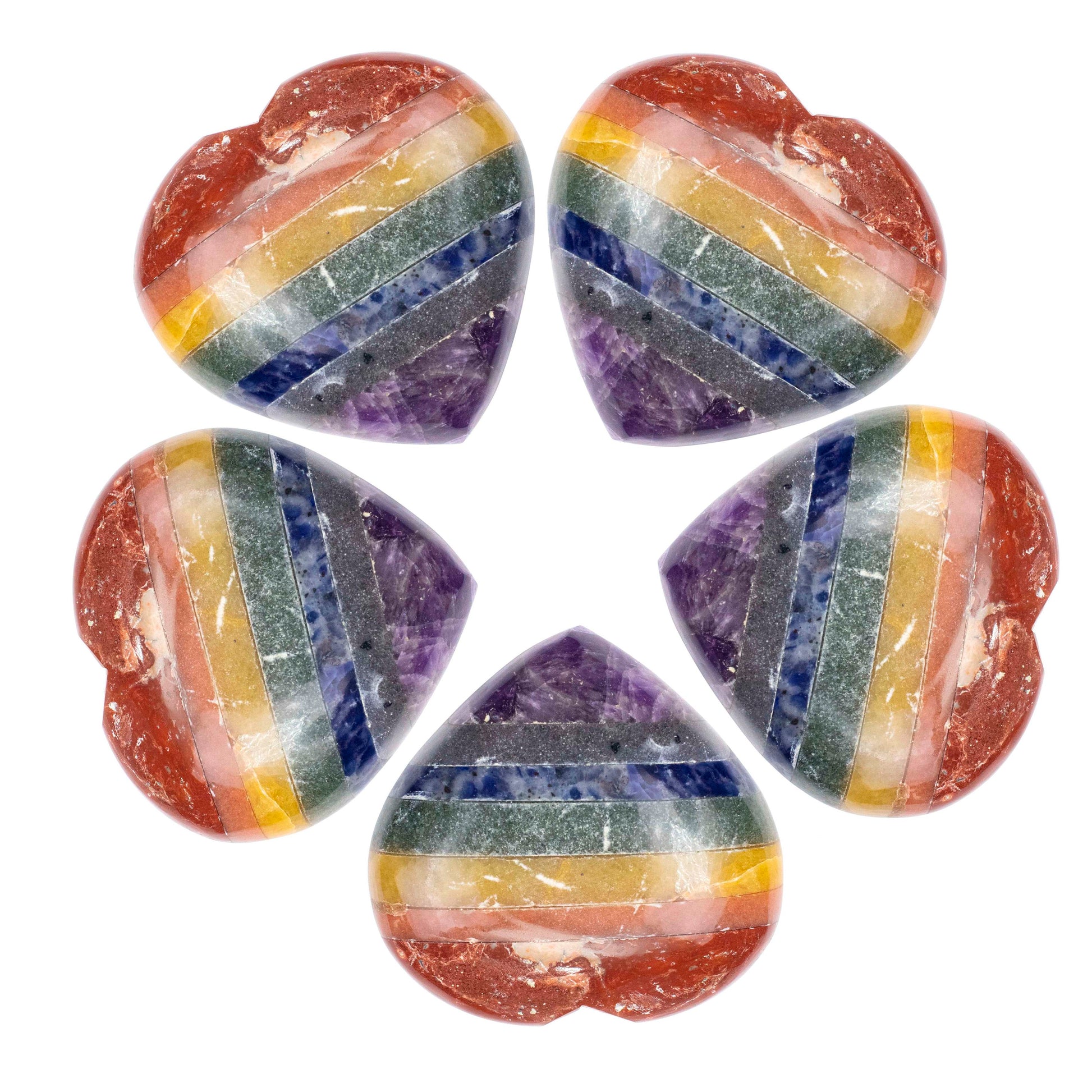 7 Chakra Crystal Heart Shape Stone - Balancing Energy Centers - TheIndianHand