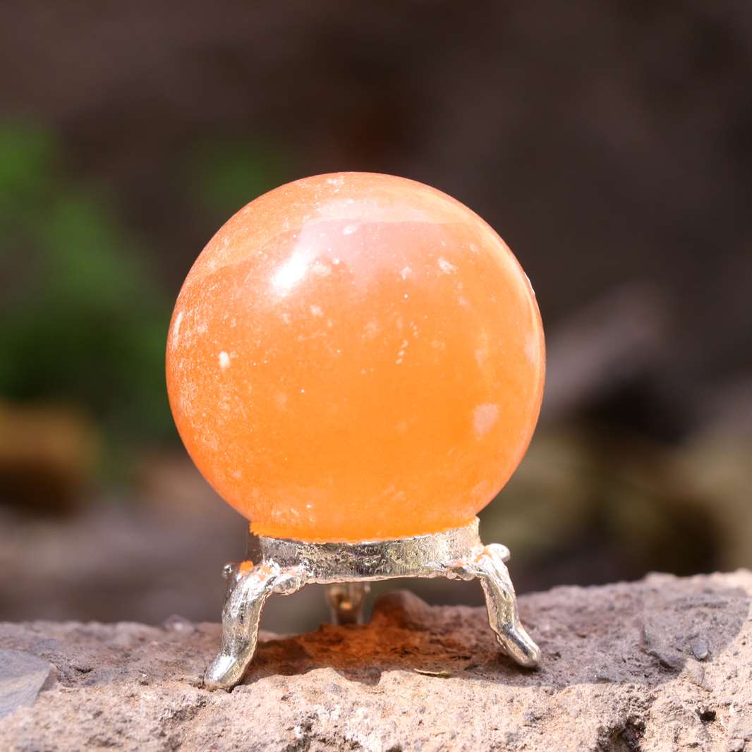 Orange Selenite Crystal Sphere Ball (45mm) - Purification