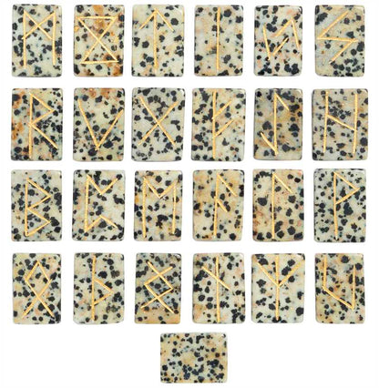 Dalmatian Jasper Rectangle Shape Gemstone Runes 25 pcs Rune Set