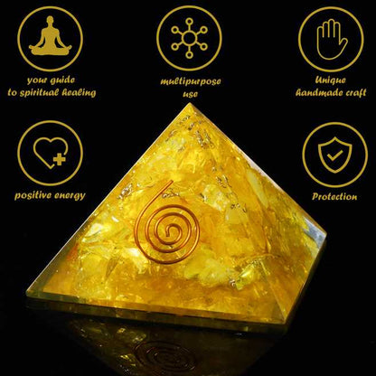 Yellow Onyx Stone Orgone Pyramid - 2.5-3 inch - TheIndianHand