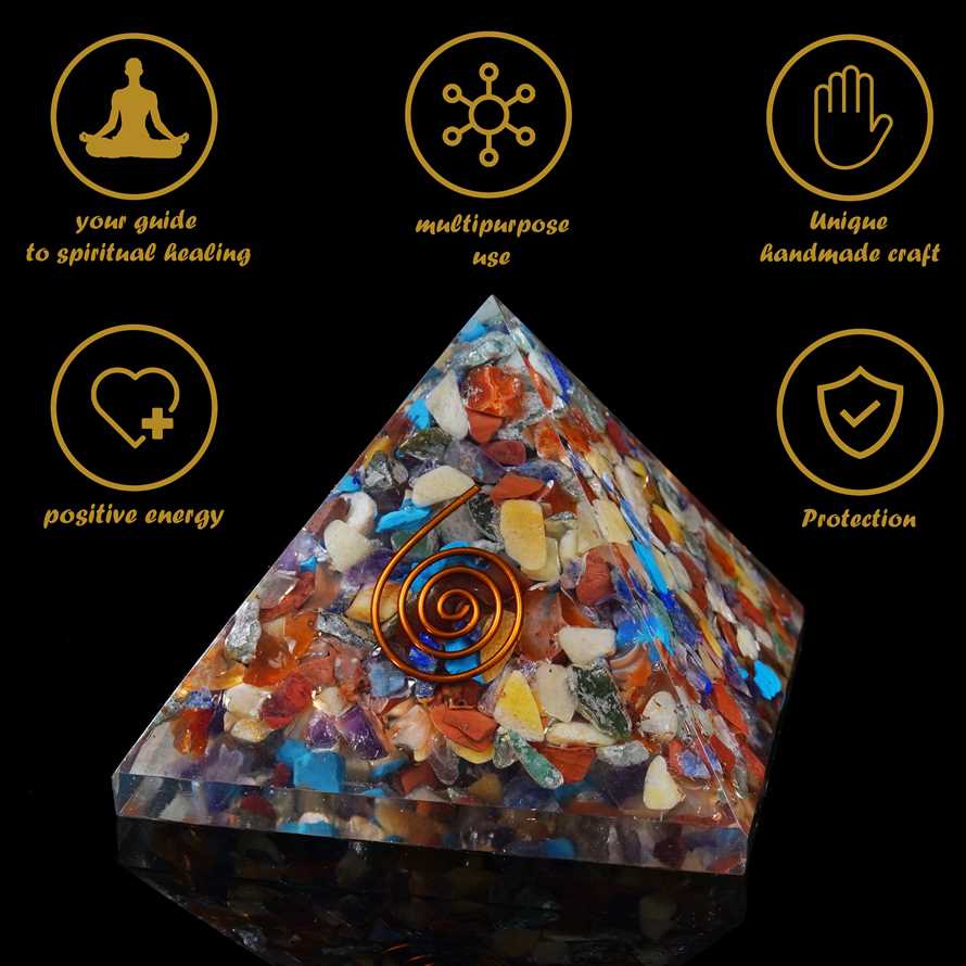 Mix Chakra Orgone Pyramid - 2.5-3 inch - TheIndianHand