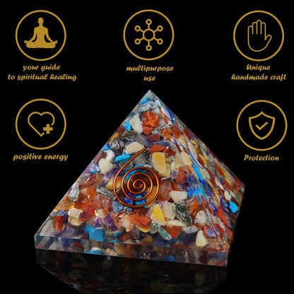 Mix Chakra Orgone Pyramid - 2.5-3 inch - TheIndianHand