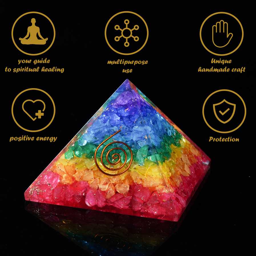 Seven Colors Onyx Orgone Pyramids - 3 inch Each - TheIndianHand