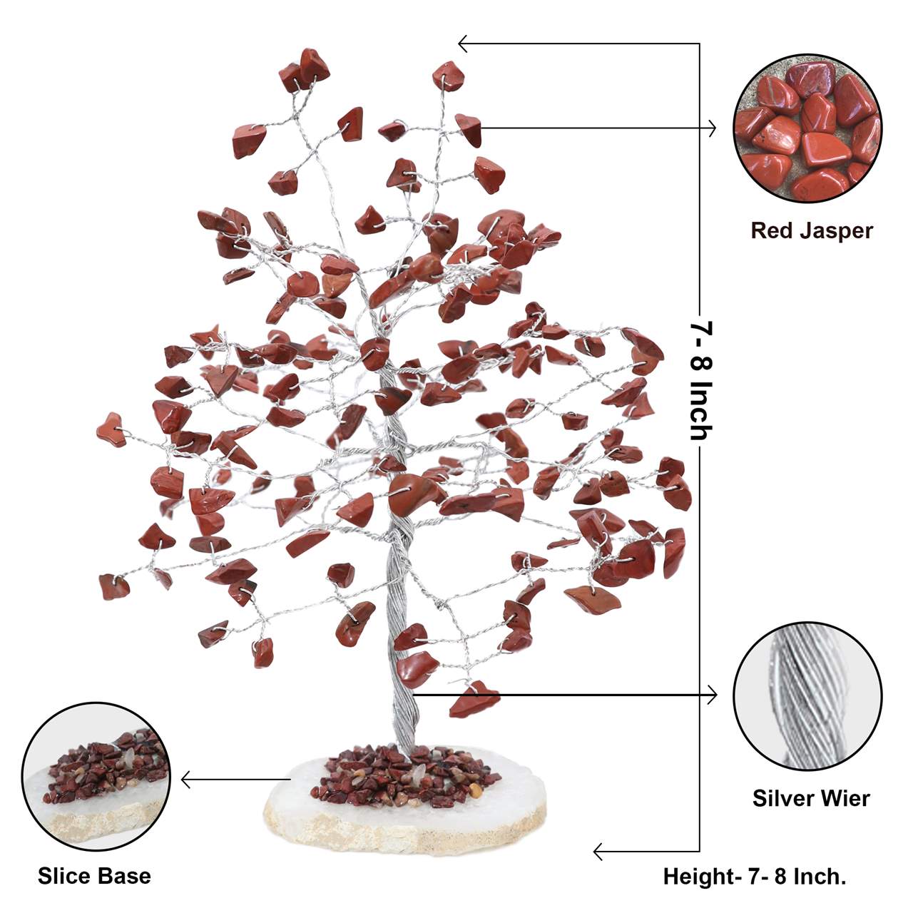 Red Jasper Gemstone Tree of Life (Geode Agate Slice Base)