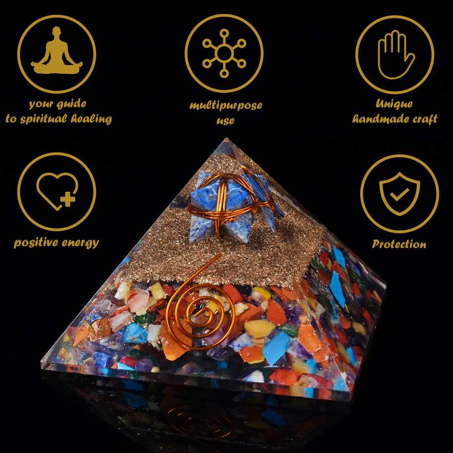 Mix Chakra Orgone Pyramid - 2.5 inch - TheIndianHand