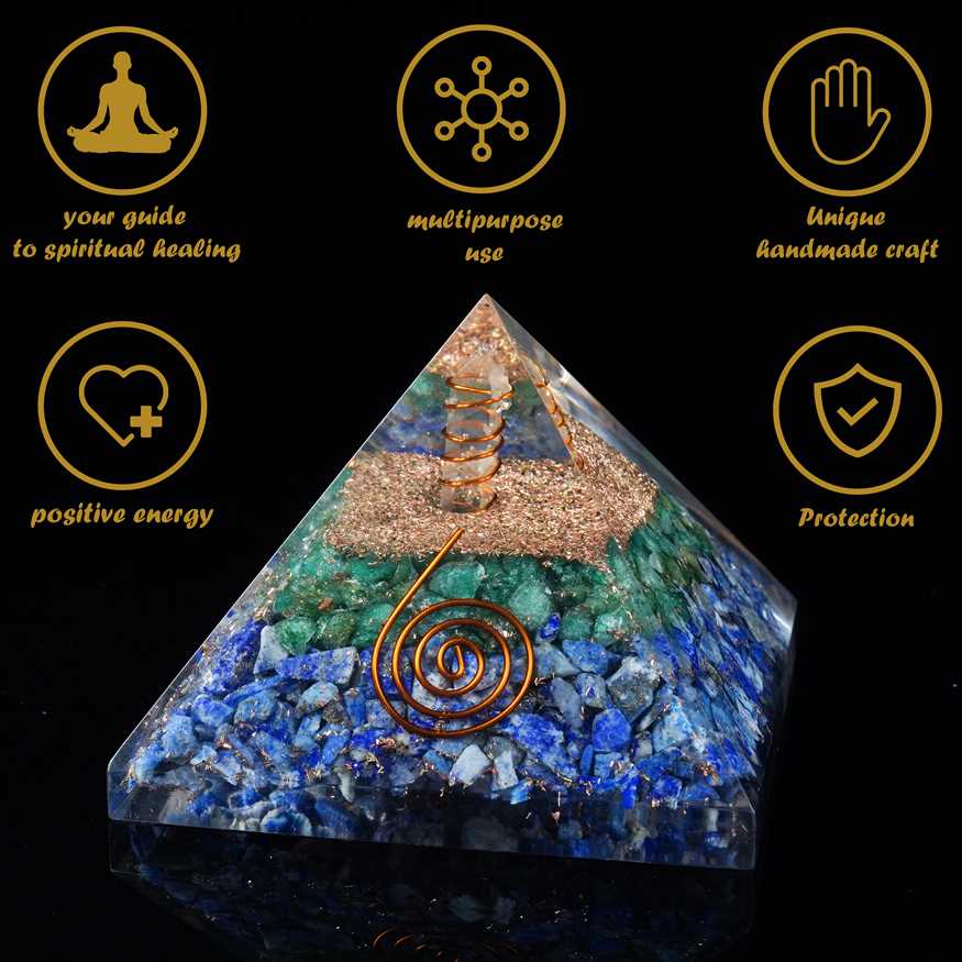 Green Aventurine & Lapis Lazuli Gemstone Orgone Pyramid - 2.5 inch - TheIndianHand