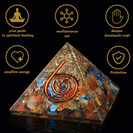Mix Chakra Orgone Pyramid - 1 inch - TheIndianHand