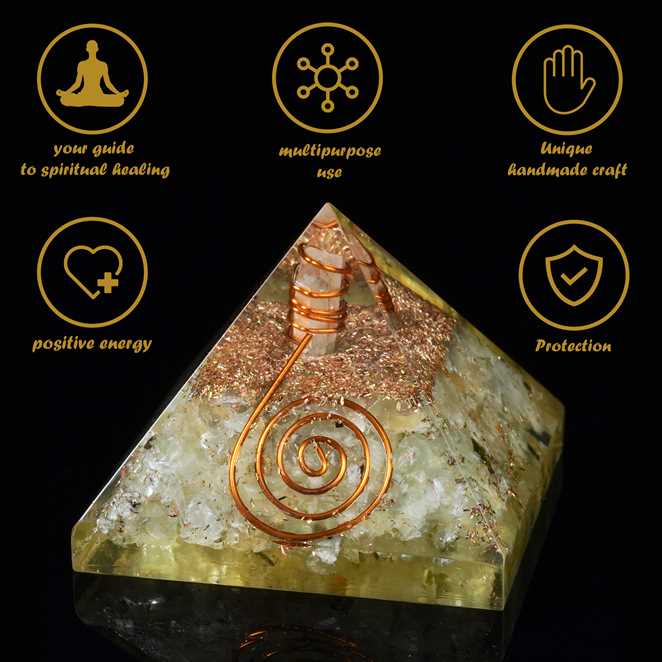 Prehnite Gemstone Orgone Pyramid - 1.5-2 inch - TheIndianHand