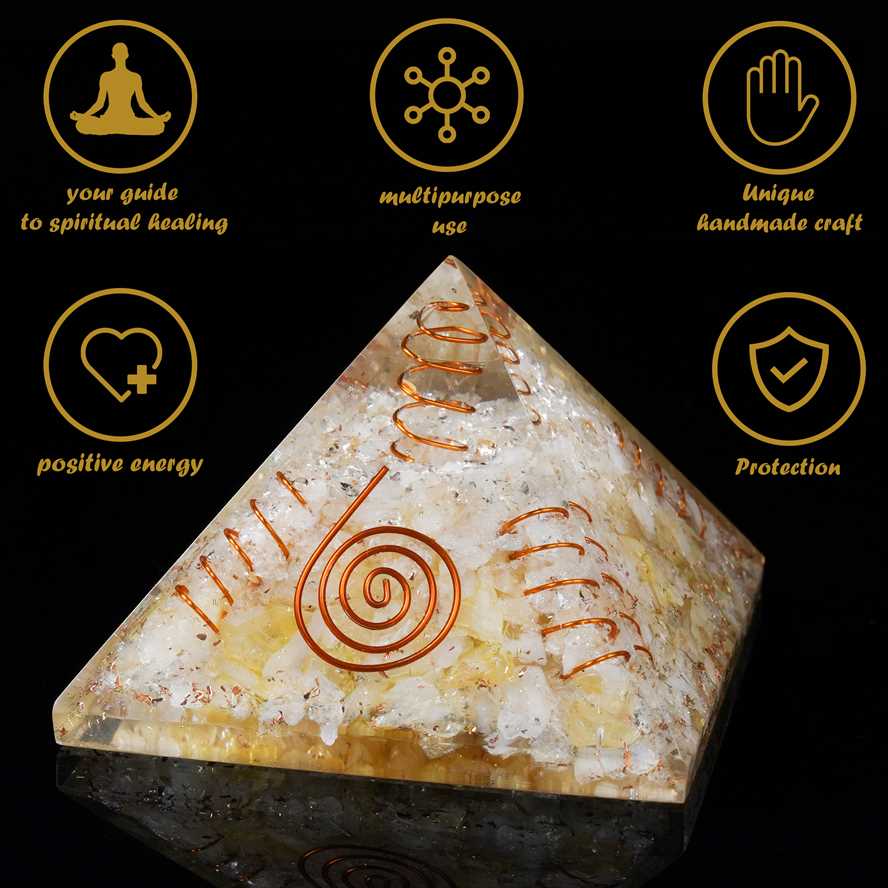 Citrine Gemstone Orgone Pyramid - 3-3.5 inch - TheIndianHand