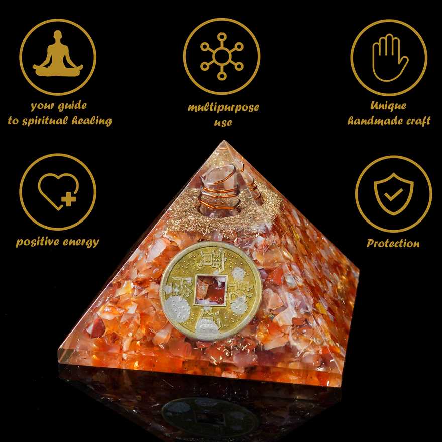 Carnelian Gemstone Orgone Pyramid - 2.5-3 inch - TheIndianHand