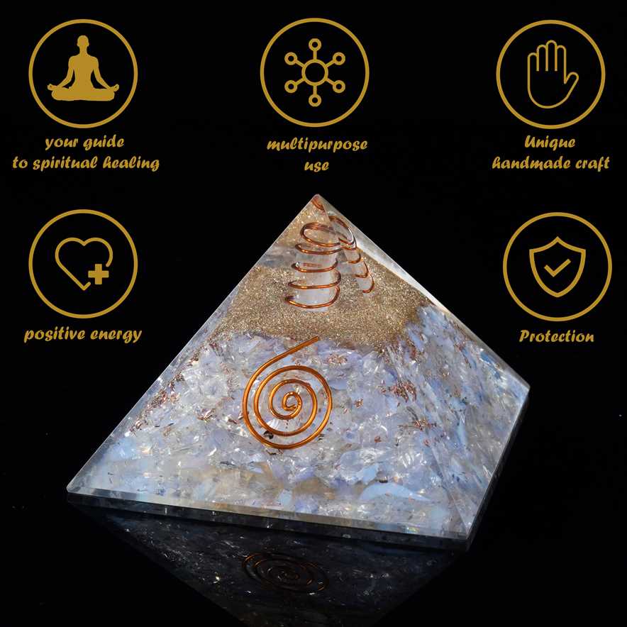 Opalite Stone Orgone Pyramid - 2.5-3 inch - TheIndianHand