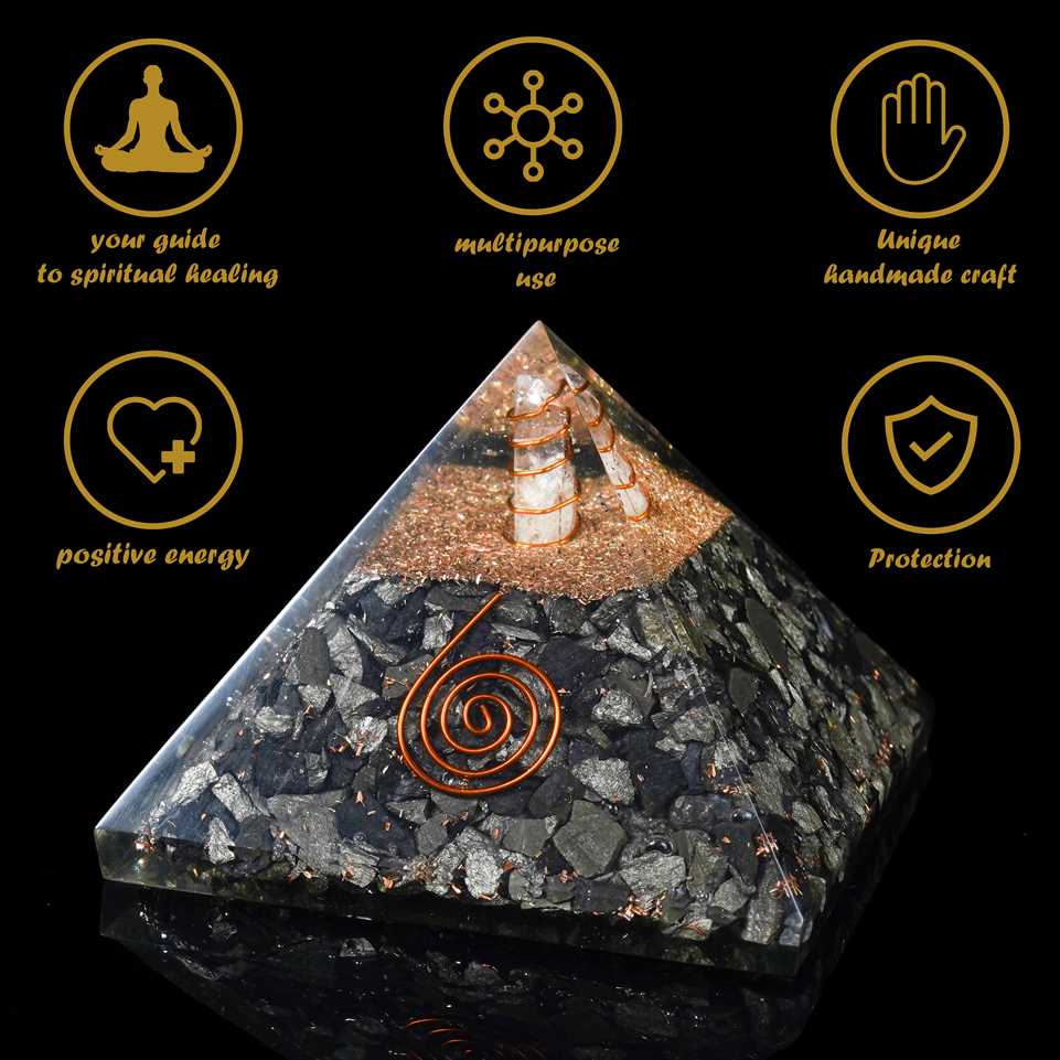 Golden Pyrite Orgone Pyramid - 3 inch - TheIndianHand