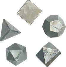 Golden Pyrite Platonic Solids Crystal Geometry Set (15-20 mm)