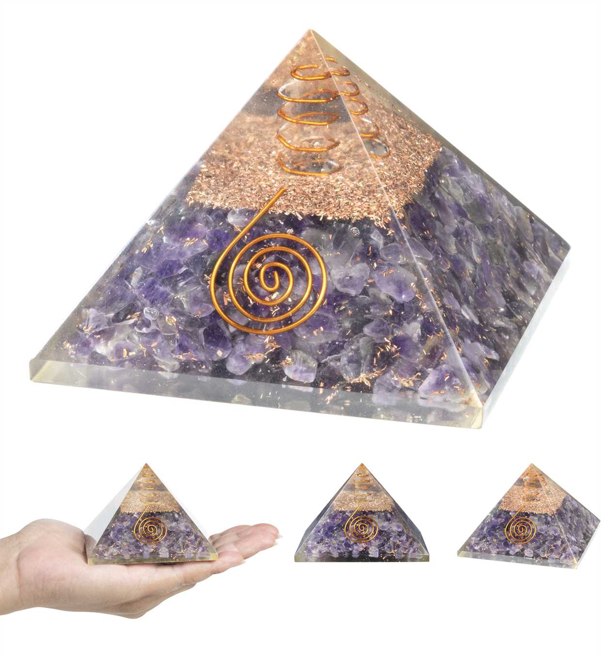 Amethyst Orgone Pyramid - 2.5 inch - TheIndianHand