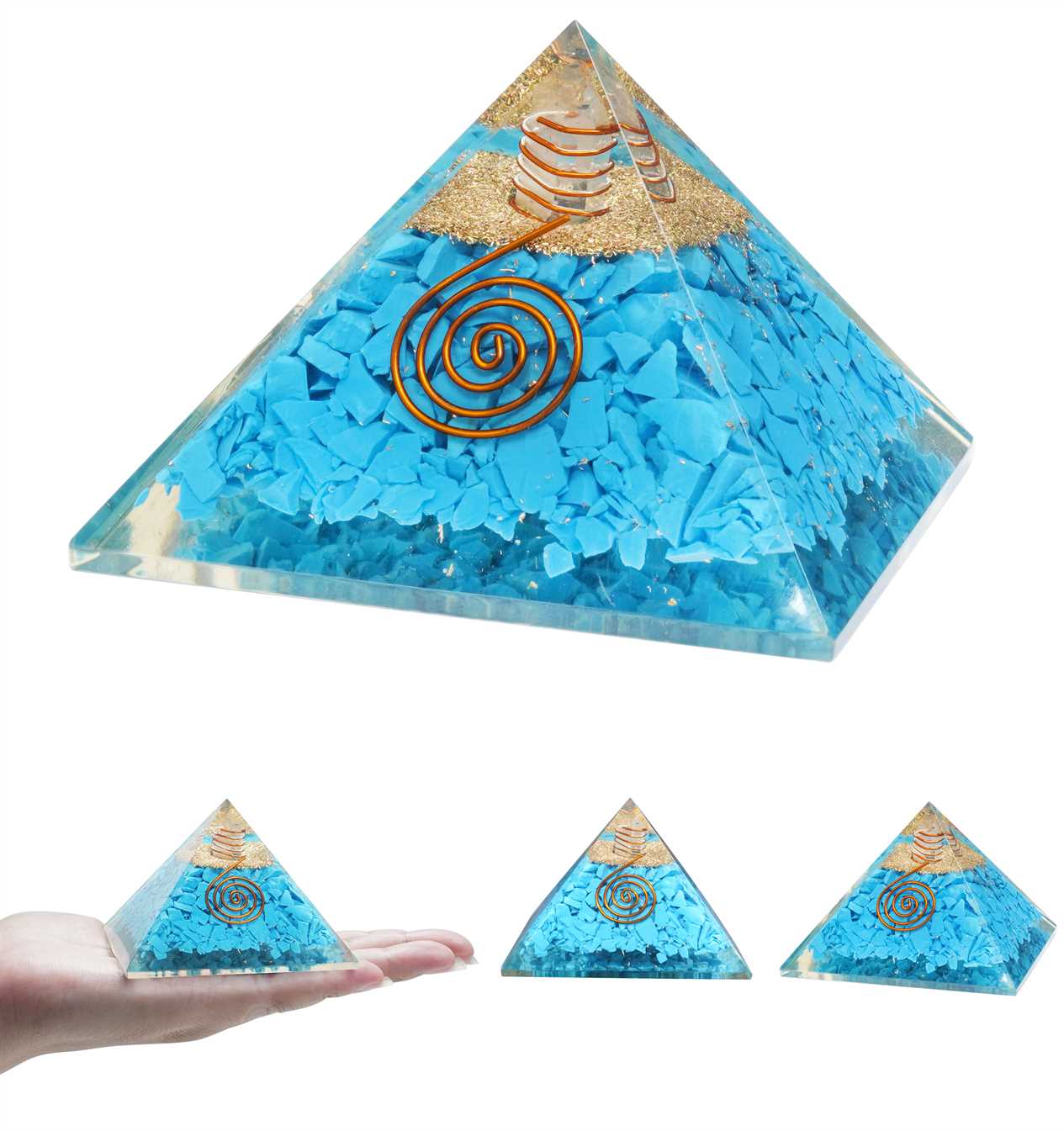Turquoise Orgone Pyramid Crystal Point - 2.5-3 inch - TheIndianHand