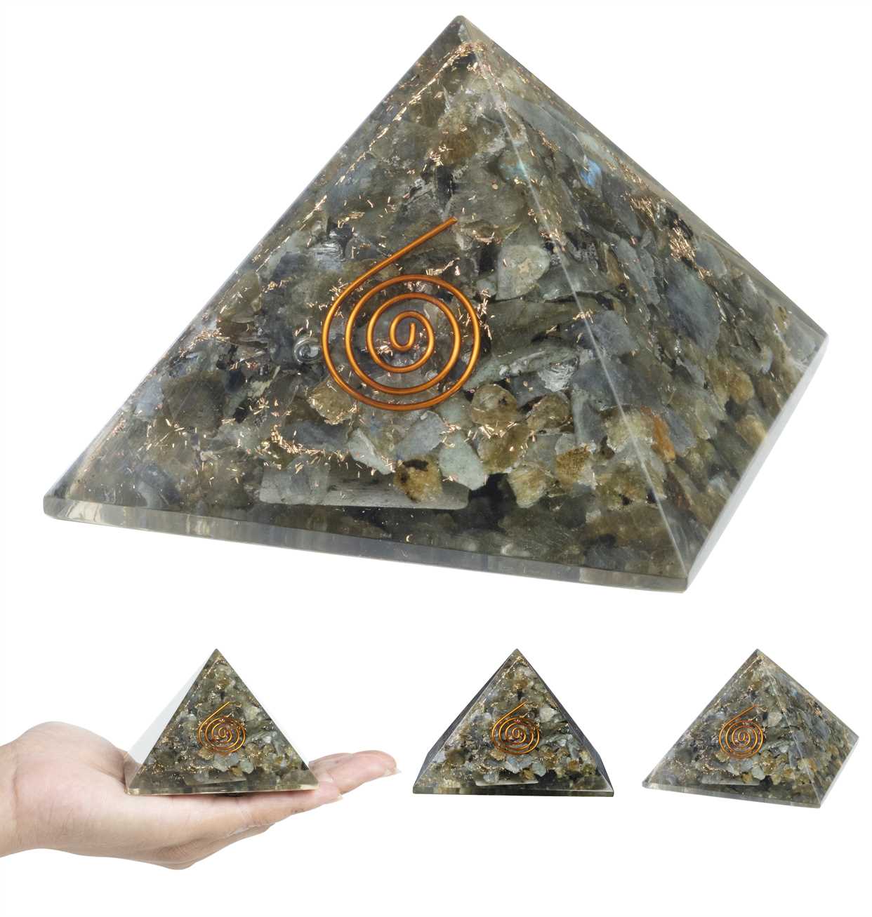 Labradorite Orgone Pyramid - 2.5 inch - TheIndianHand