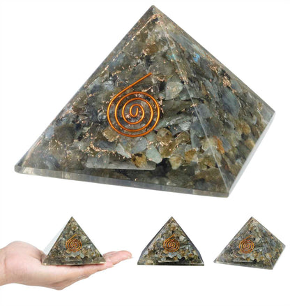 Labradorite Orgone Pyramid - 2.5 inch - TheIndianHand