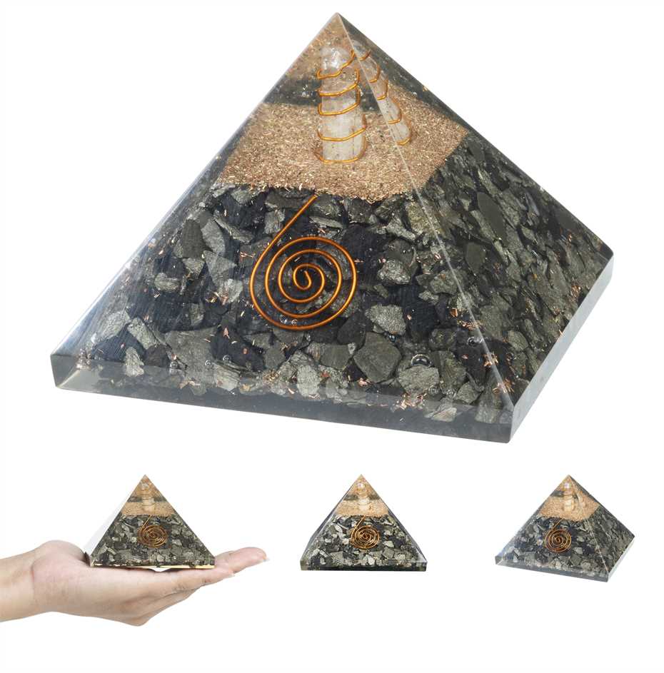 Golden Pyrite Orgone Pyramid - 3 inch - TheIndianHand