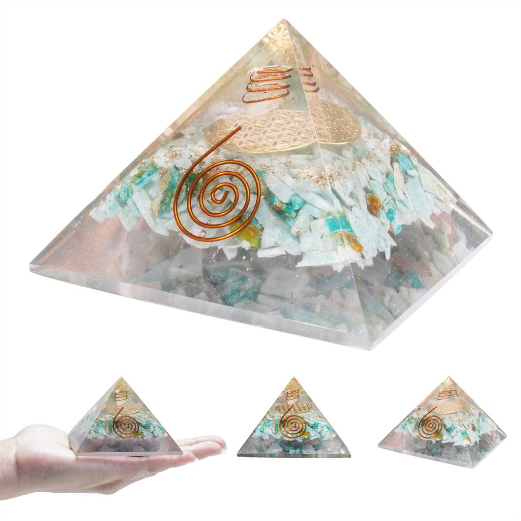 Amazonite Orgone Pyramid - 2.5 inch - TheIndianHand