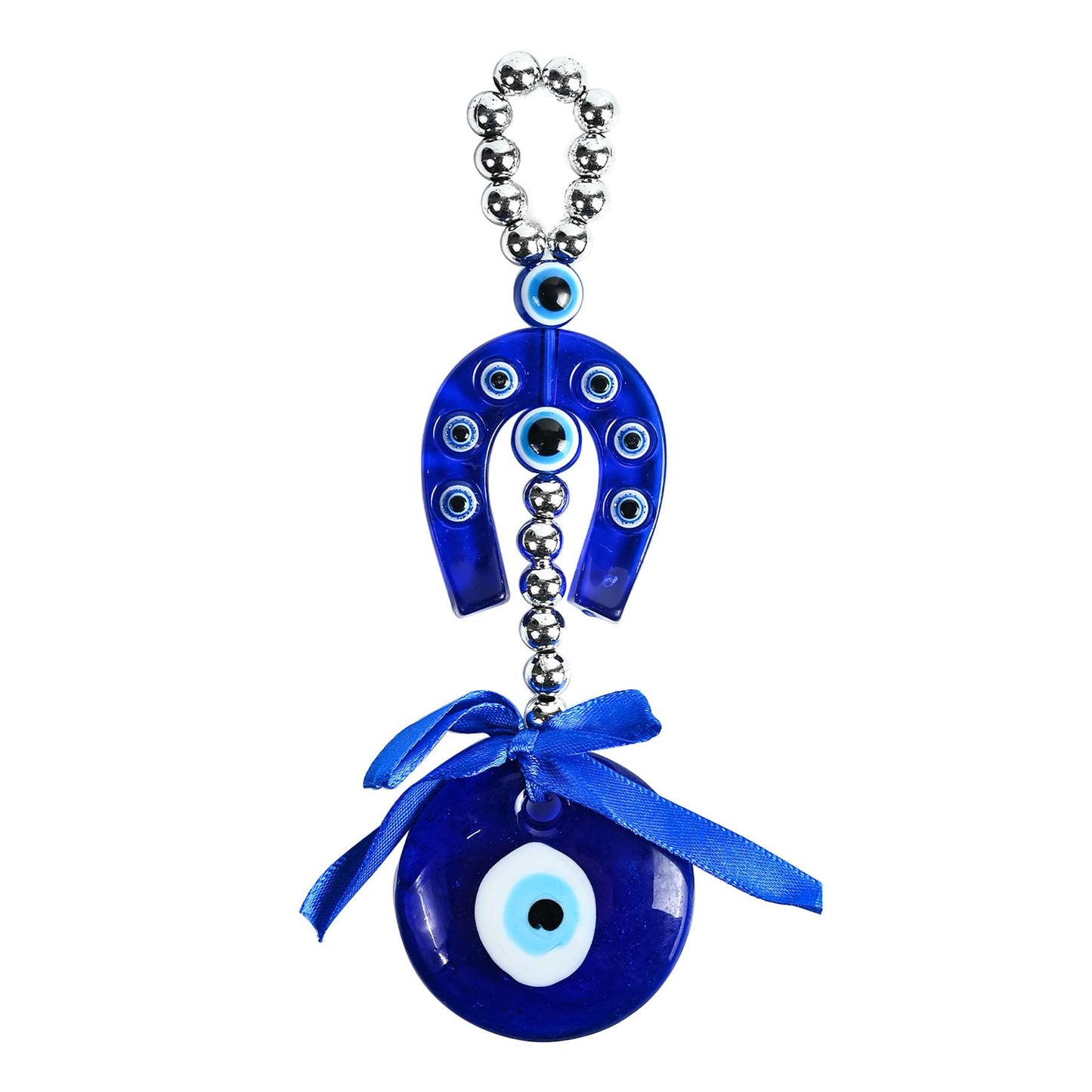 Horseshoe Evil Eye Door Hanging | Turkish Blue Glass Nazar Battu Amulet for Protection and Good Luck | Feng Shui Vastu Home Decor