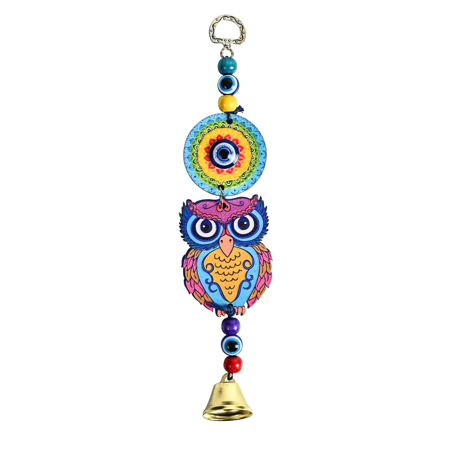 Blue Owl Evil Eye Hanging Pendant  | Lucky Nazar Battu Amulet for Home, Office, and Car