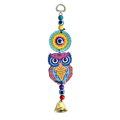 Blue Owl Evil Eye Hanging Pendant  | Lucky Nazar Battu Amulet for Home, Office, and Car